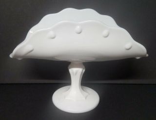 Vintage White Milk Glass Pedestal Fruit Bowl Banana Boat Teardrop Style