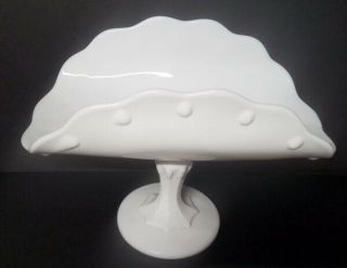 Vintage White Milk Glass Pedestal Fruit Bowl Banana Boat Teardrop Style 2