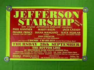 Jefferson Starship Promo Poster Uk Red & Yellow Poster 30x20