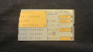 Motorhead W/slayer Concert Ticket Stub 10/30/1988 Upper Darby,  Pa