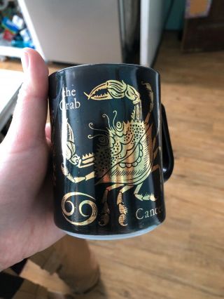 Vintage Federal Glass Zodiac Sign " Cancer The Crab” Mug Made In Usa