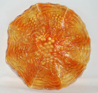 Antique Imperial Glass Marigold Grape Pattern Carnival Glass Ruffled Plate 9 "