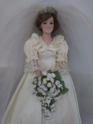 Princess Diana Porcelain Bride Doll & Box Stand The Danbury