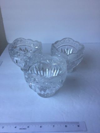 3 Bleikristal Clear Etched Frosted Rose Candy Dish Bowls,  West Germany