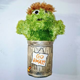 Oscar The Grouch Trash Can Hand Puppet Sesame Street Go Away 2013
