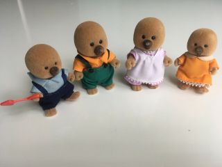 Very Rare Calico Critters Maple Town Sylvanian Brown Mole Family Complete