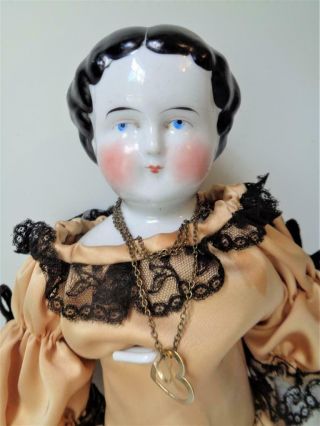 15 " Antique German China Head Doll Marked 5 Low Brow Civil War Era Brown Boots
