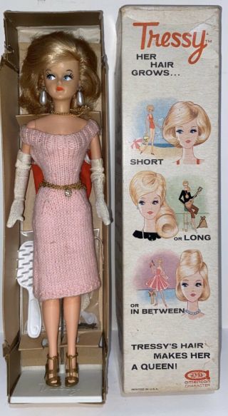 Vintage Tressy Doll With Orginal Box Grow Long Hair 1960’s Blonde Barbie Clone