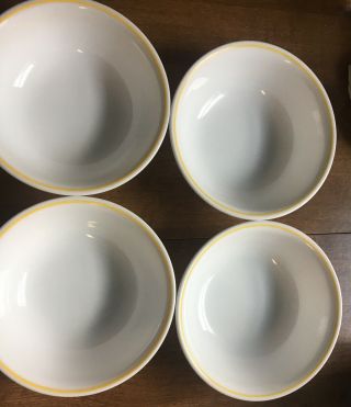 4 Vintage Corelle Yellow Band Cereal Bowls 6 1/4 " (april Pattern)