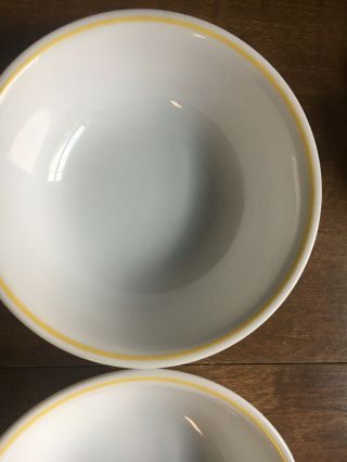 4 Vintage Corelle Yellow Band Cereal Bowls 6 1/4 