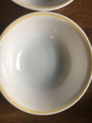 4 Vintage Corelle Yellow Band Cereal Bowls 6 1/4 