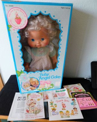 1983 Baby Angel Cake Strawberry Shortcake Kenner 14 " Doll Blows Kisses Orig Box