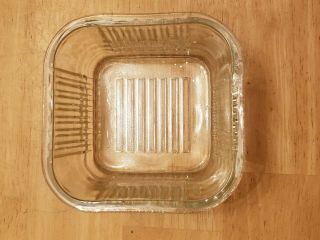 Vintage Clear Glass Square Refrigerator Dish No Lid