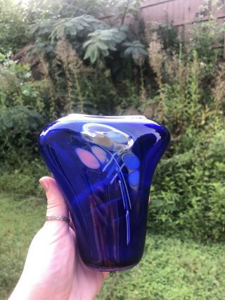 Murano Style Art Glass Vase Signed