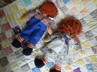 Georgene Novelties Vintage Johnny Gruelle Raggedy Ann and Andy Dolls 40 ' s 2