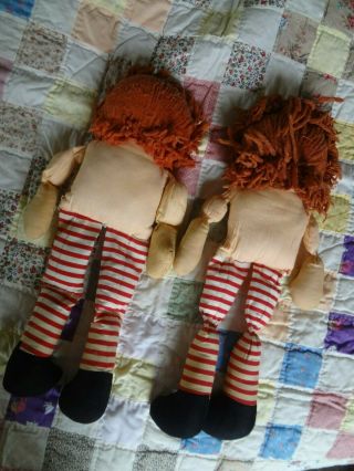 Georgene Novelties Vintage Johnny Gruelle Raggedy Ann and Andy Dolls 40 ' s 3