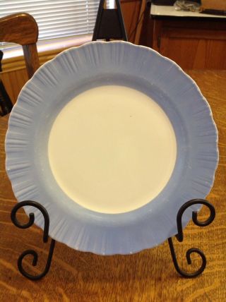 Vintage Macbeth Evans Glass Cremax Bordette Dinner Plate 9 " Blue