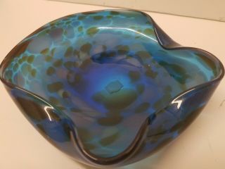 Vintage Mcm Royal Sealy Japan Art Glass Ashtray Trinket Dish Blue/purple Brown