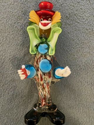 Vintage Murano Glass Clown 12” Inches Tall.