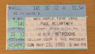 1993 Paul Mccartney Minneapolis Concert Ticket Stub The Beatles Wings Jet Jude 2