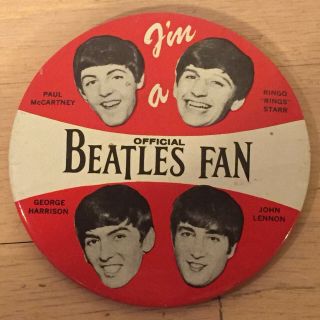 Beatles Vintage 1964 I’m A Beatles Fan 4” Button Pin