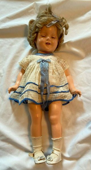 Vintage 18 " Ideal Composition Shirley Temple Doll Fully Dressed Signed Neck Back