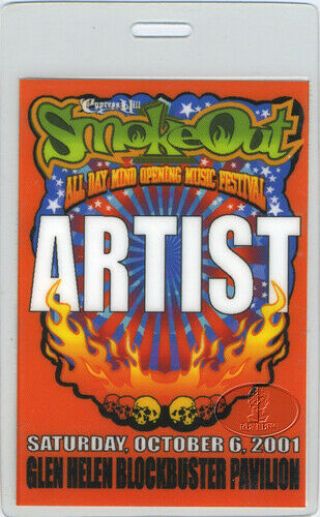 Busta Rhymes Cypress Hill 2001 Smoke Out Laminated Backstage Pass Fear Factory