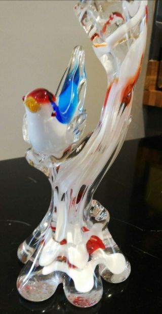 Murano Blue Bird on a Branch Vase Figurine Ornament 2