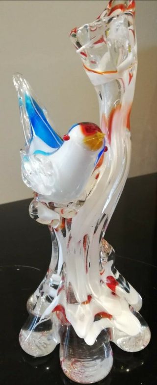 Murano Blue Bird on a Branch Vase Figurine Ornament 3