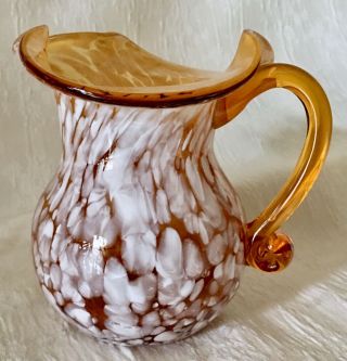 Fenton Hand Blown Amber Speckled Glass Pitcher with Pontil 2