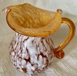 Fenton Hand Blown Amber Speckled Glass Pitcher with Pontil 3