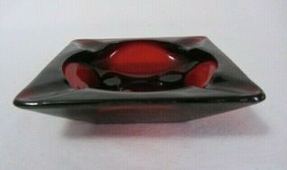 Vintage Anchor Hocking Royal Ruby Red Ashtray Marked 4 5/8 " Square