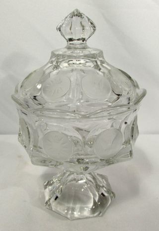 Fostoria Wedding Bowl W/ Lid Coin Glass Clear Compote 1372/162 Eagles Torches