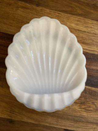 Vintage White Milk Glass Sea Shell Soap Dish Trinket Holder