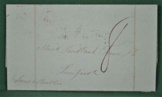 Gb Pre Stamp Cover 1840 Entire To Liverpool Ship Letter Plymouth Boxed (m141)
