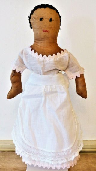 Antique 19th C - 1900s Black Americana Handmade Cloth Rag Folk Art Lady Doll