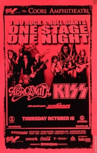 Aerosmith / Kiss 2003 San Diego Concert Tour Poster:2 Classic Rock Bands - 1 Stage