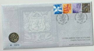 Gb Stamps Coin Cover - Parliament For Scotland - Unc.  £1.  00 Coin