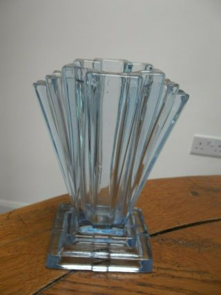 1930 ' s Art Deco Blue Glass Vase 2
