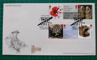 1917 2017 The Great War Setenant Strips Of 3 Ex - Psb Fdc