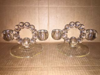 Imperial Candlewick Glass - Double Candle Holder Pair - Vintage Elegant