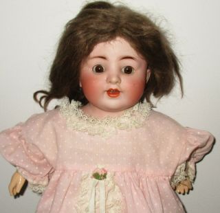 Antique Germany K & K Bisque Toy Head Doll Cloth & Leather Body Sleep Eyes Teeth 3