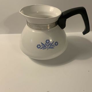 Vintage Corning Ware 6 Cup Blue Cornflower Tea Coffee Pot No Lid