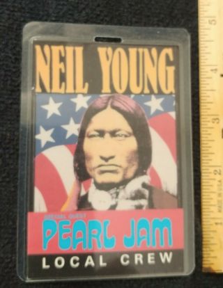 Pearl Jam Neil Young Local Stage Crew Concert Pass Laminated