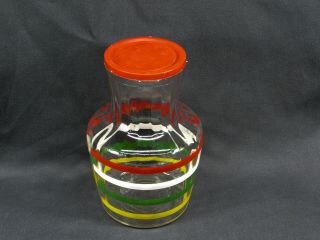 Anchor Hocking Glass Fiesta Juice Carafe Red Green Yellow White Striped