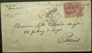 Gb 27 Feb 1858 Qv Postal Cover W/ 4d Rate From London To Paris,  France - See
