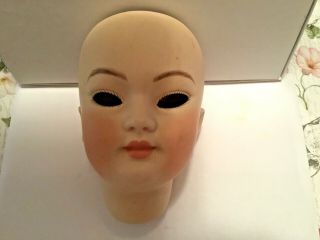 Antique German Bisque Simon Halbig Rare Asian Mold 1129 Doll Head For 24” Doll