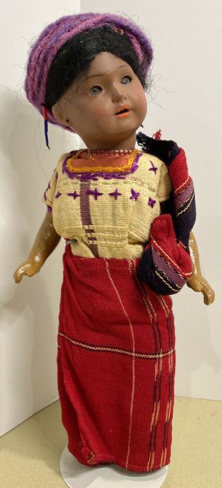Vintage Heubach Koppelsdorf Black Bisque Head Doll 458 - 5/0 Native Dress