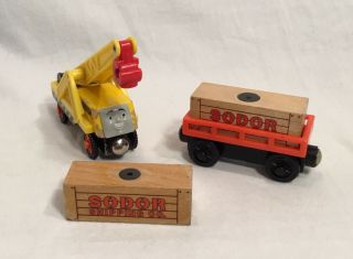 Thomas Train Wooden 4 Lot; Kevin W/ 2 Magnetic Cargo Blocks,  Cargo Car