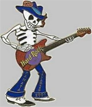Hard Rock Cafe Kanata Canada 2001 Halloween Pin Skeleton Playing Guitar Le 250